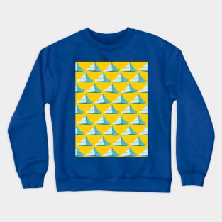 Paper Hats Pattern Blue Yellow Crewneck Sweatshirt